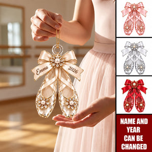 Personalized Ballet Shoes Acrylic Ornament — Gift For Ballerinas & Dance Lovers