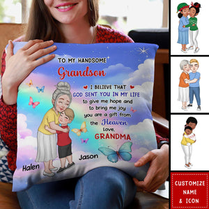 Personalized Granddaughter Grandson Gifts from Grandma, You are A Gift from The Heaven Pillow