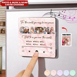 Custom Photo Mom To Me You Are The World Personalized Music Fridge Magnet