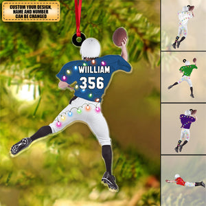 Back American Football Player - Personalized Christmas Ornament- Gift For Football Players