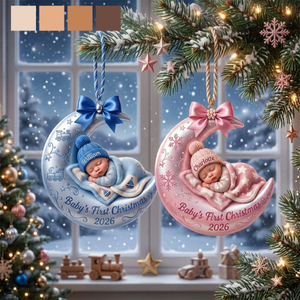 Personalized Baby First Christmas On The Moon Acrylic Ornament, Custom Moon and Stars Ornament with Name, Newborn Keepsake Gift 2026
