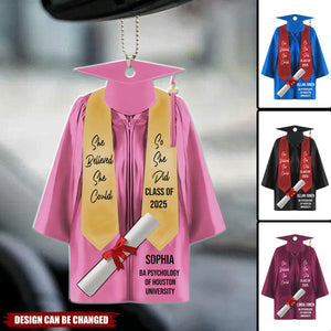 She Believed She Could - Personalized Acrylic Ornament,Car Hanger, Funny Graduation Gift, 2025 Senior Gift