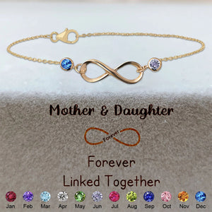 Mother and Daughter Forever Linked Together Infinite Custom Birthstone Bracelet