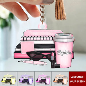 Gift For Reading Lover, Coffee Book - Personalized Acrylic Keychain