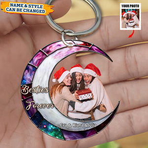 I love you to the moon and back Besties Forever Upload Photo Personalized Acrylic Keychain