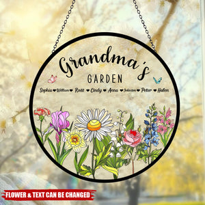 Grandma's Blooming Garden - Personalized Birth Flowers Glass Art Suncatcher