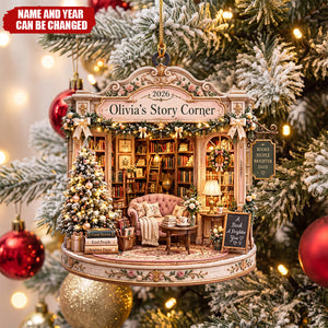 Personalized Book Nook Christmas Ornament, Christmas Ornament Gift For Book Lovers, Bookish Gift, Booknerd Gift, Librarian Reader