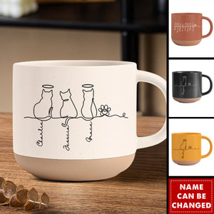 Cute Cats - Personalized Pottery Mug, Gift for Cat Mom/Cat Dad, Cat Lover's Gift
