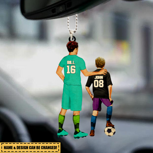 Personalized Soccer Car Ornament, Soccer Gift, Gifts For Soccer Players, Sport Gifts For Son, Soccer Lover Gifts With Custom Name, Number, Appearance & Landscape
