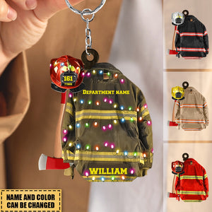 Firefighter Helmet Armor Personalized Keychain Gifts For Fireman