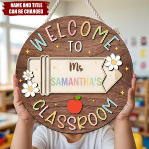 Welcome to Classroom- Personalized Cute Teacher Door Sign, Back to School Gift