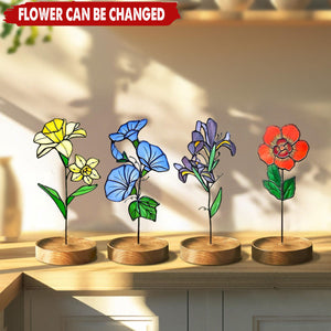 Personalized Stained Glass Birth Month Flower Garden Stake Suncatcher