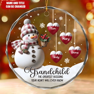 The Greatest Blessing Your Heart Will Ever Know - Family Personalized Custom Circle Glass Ornament