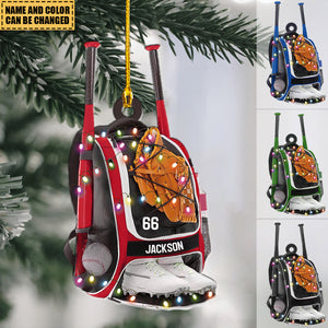 Personalized Baseball Bag Ornament, Baseball Player Gear Ornament