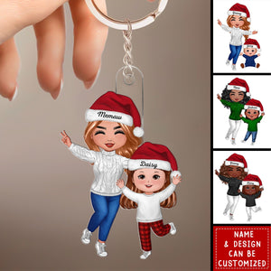 Happy Doll Grandma & Grandkid - Personalized Acrylic Keychain