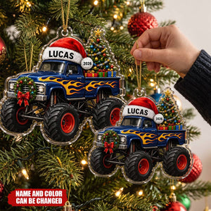 Personalized Monster Truck Christmas Ornament, Custom Name Acrylic Truck Ornament, Boys First Christmas Gift, 2026 Holiday Keepsake