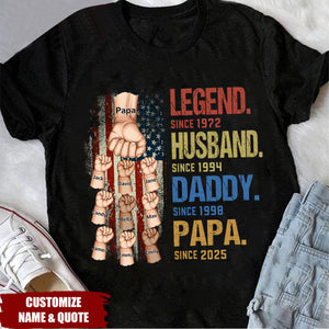 From Legend To Papa - Family Personalized T-shirt, Gift For Dad, Grandpa