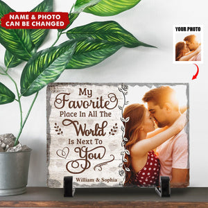 Custom Photo I Need You - Couple Personalized Rectangle Shaped Stone With Stand