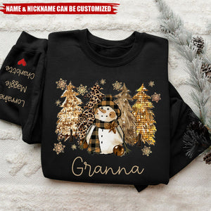 Grandma Snowman Christmas Tree With Grandkids - Personalized Sweatshirt