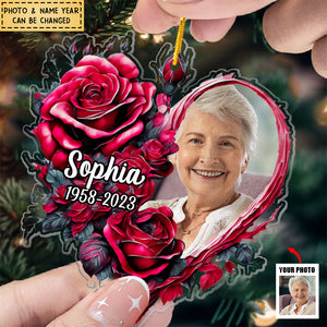 Personalized Colorful Rose Memorial Ornament