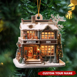 Personalized Bookstore Ornament, Book Lover Gifts, Librarian Ornament, Custom Name Bookshop Acrylic Ornament