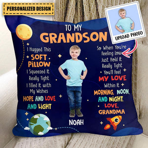 Gift For Grandson Photo Hug This Pillow