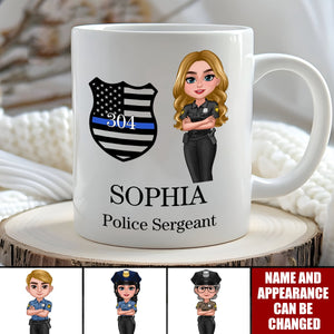 Police Thin Blue Line Personalized Mug, Appreciation Gift, Christmas Gift For Colleagues, Boss, Police Officers, Sheriff, Deputy Sheriff