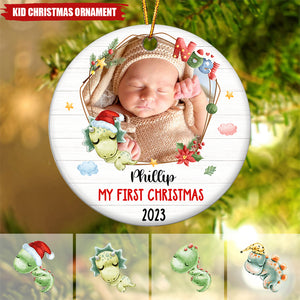 Gift For Baby First Christmas Dinosaur Circle Ornament