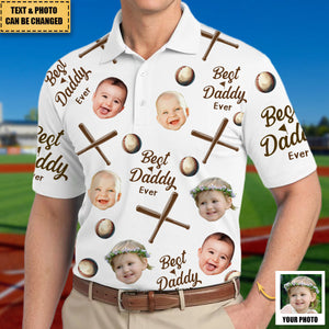 Best Daddy Ever - Personalized Photo Baseball Polo Shirt