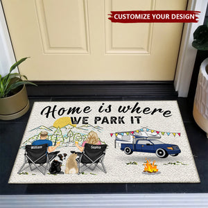 Home Is Where We Park It You And Me And The Dogs - Gift For Camping Lovers - Personalized Doormat