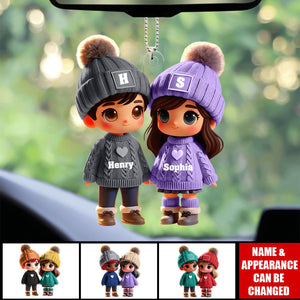 Personalized Gift For Couple Cute Cartoon Couple Walking Acrylic Ornament