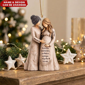 Pregnancy Announcement Mom To Mom - Personalized Acrylic Ornament - New Mom Gift, Gift For Daughter