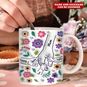 Mom Hold Our Hands, Also Our Hearts - Personalized Mug