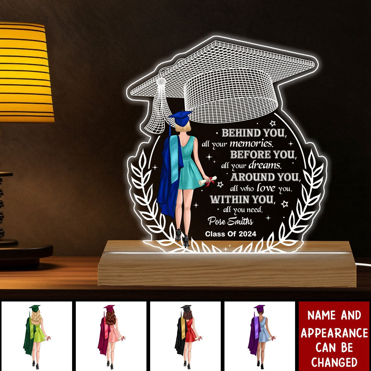 Behind You All Your Memories Graduation Gift Personalized Custom Shape Warm LED Night Light