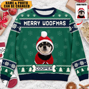 Custom Photo We Wish You A Merry Woofmas - Dog Personalized Custom Ugly Sweatshirt - Christmas Gift For Pet Owners, Pet Lovers