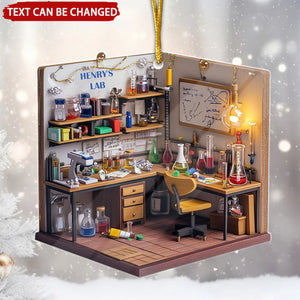 Dreamy Science Lab Personalized Christmas Ornament, Gift for Scientist