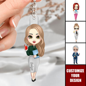 Cartoon Fashion Teacher - Personalized Acrylic Keychain, Back to School Teacher's Day Gift for Teacher