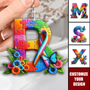 Never Walk Alone Autism Awareness - Personalized Acrylic Keychain