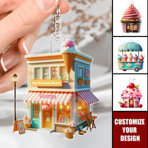 Ice Cream - Personalized Acrylic Keychain, Gift For Ice Cream Lovers