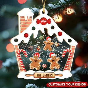 Personalized Gingerbread House Family Shaker Ornament Christmas Gift