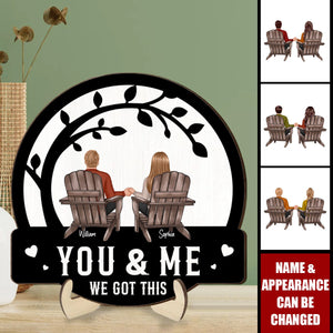 Couple We Got This Sitting Back View Under Tree Personalized 2-Layer Wooden Plaque