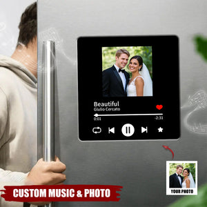 Couple Custom Song And Multiple Photo Playable Music Fridge Magnet
