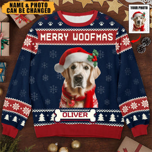 Custom Photo We Wish You A Merry Woofmas - Dog Personalized Custom Ugly Sweatshirt - Christmas Gift For Pet Owners, Pet Lovers