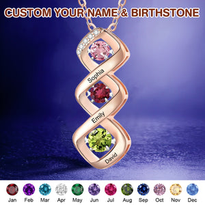 Personalized Custom Name Necklace with Birthstones, Family Anniversary Jewelry Christmas Gift for Her