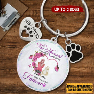Personalized Dog Mom Pet Charm Keychain - Memorial Gift for Dog Lovers - The Road To My Heart Is Paved With Pawprints
