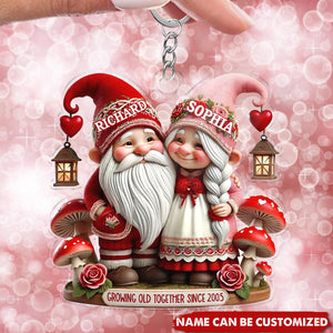 3D Effect Valentine's Dwarf Couple Personalized Acrylic Keychain, Valentine's Day Gift