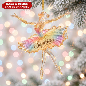 Personalized Ballerina Acrylic Ornament, Custom Name Ballet Christmas Ornament