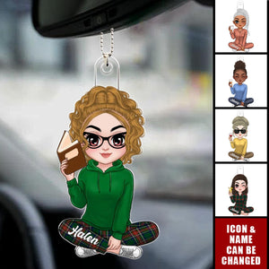 Personalized Girl Loves Books Reading Ornament - Birthday Gift Idea For Daughter, Granddaughter