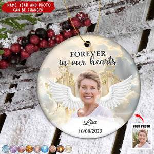 In Loving Memory Of Loved Ones In Heaven - Personalized Ceramic Photo Ornament