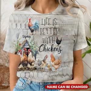 Life Is Better With Chickens - Personalized Chicken All Over Shirt
